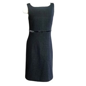 GAP Black Tweed Sheath Dress With Velvet Trim Belt Size 6